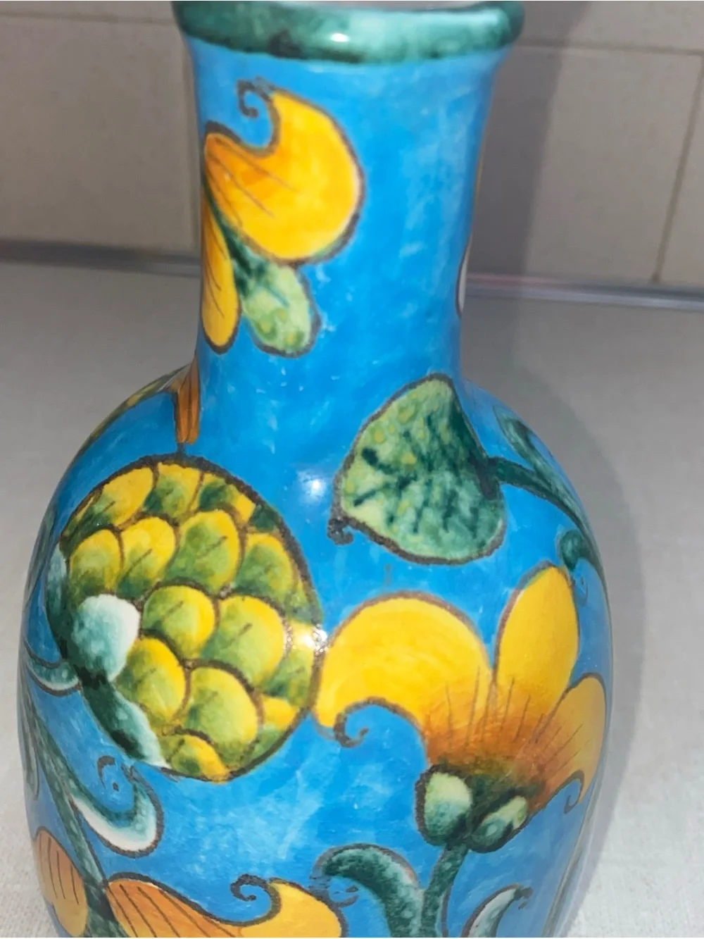 Baudinelli Italy‎ Art Vase Bird Floral Vintage Signed
